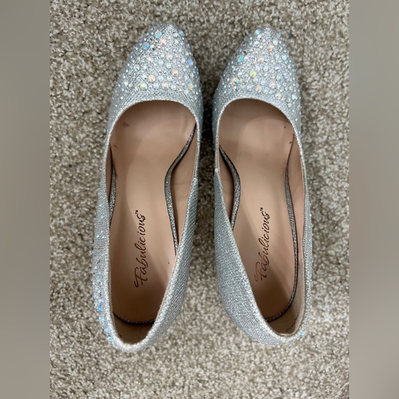 Silver fabulicious pleaser glitter shoes heels - Picture 6 of 10